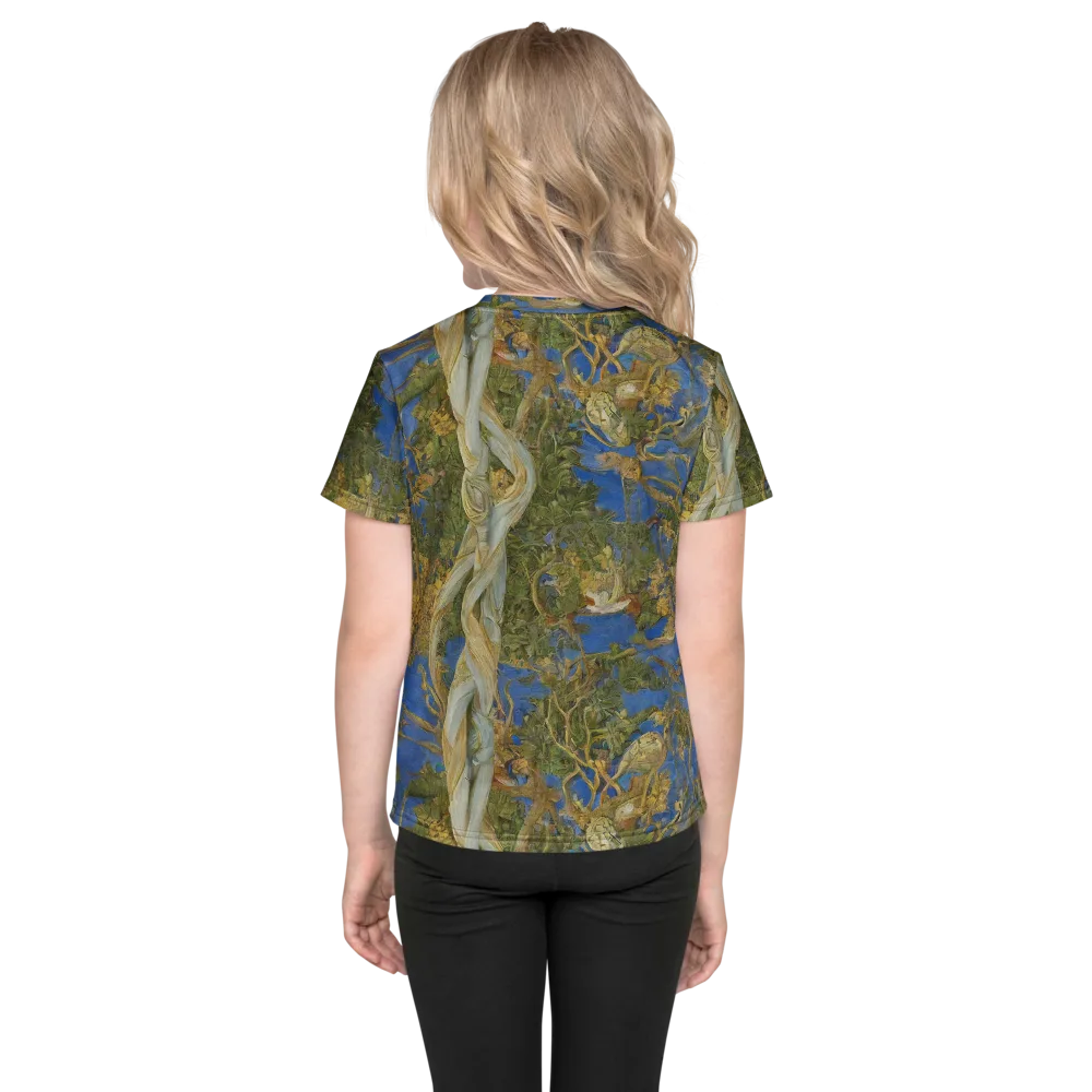 Azure Vine Sonata on Kids Crew Neck T-Shirt — Back