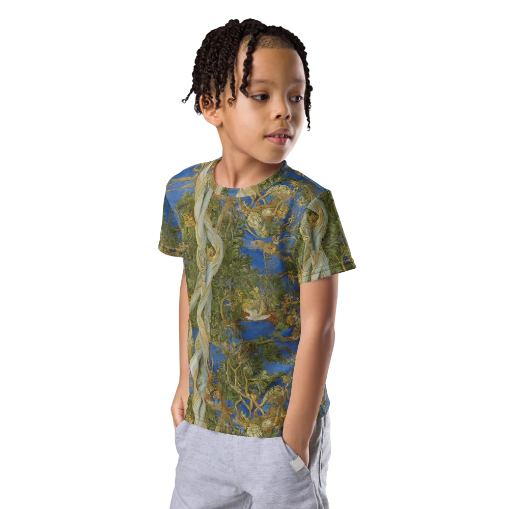 Azure Vine Sonata on Kids Crew Neck T-Shirt — Left Front