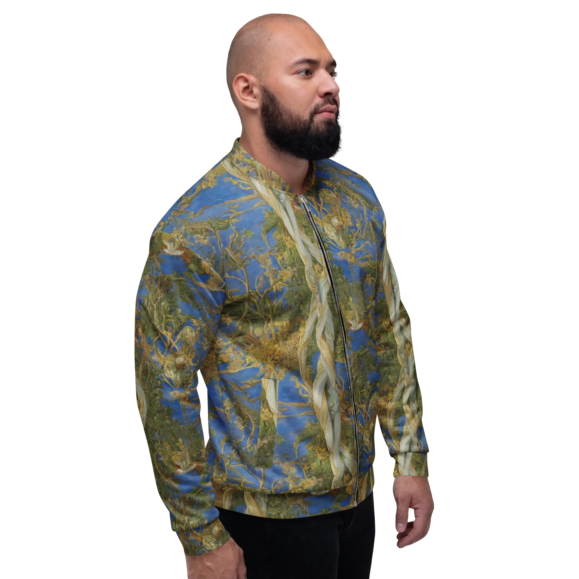 Azure Vine Sonata on Bomber Jacket — Right