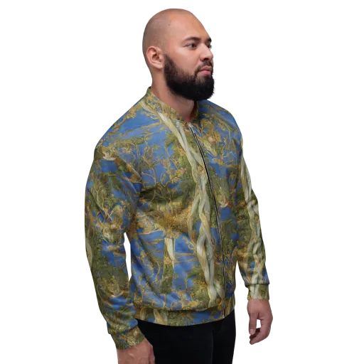 Azure Vine Sonata on a Bomber Jacket