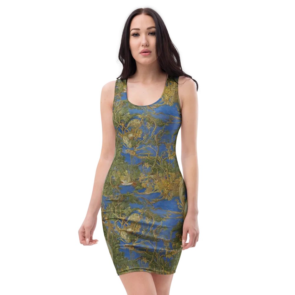Azure Vine Sonata on Bodycon Dress — Front