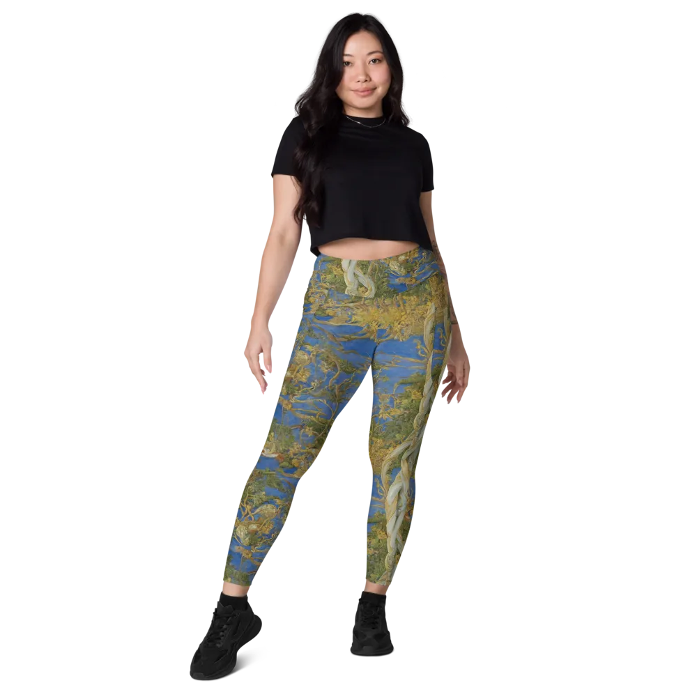 Azure Vine Sonata on Leggings with Pockets — Front