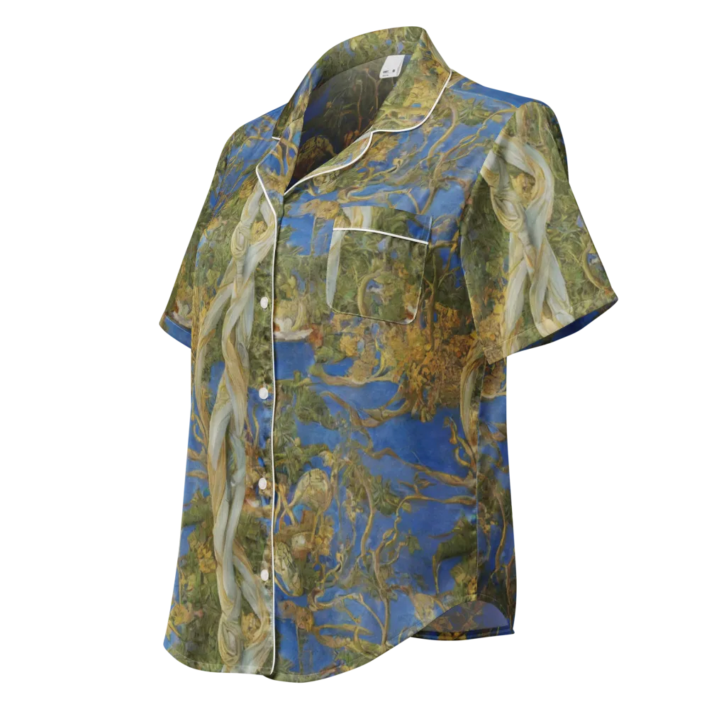 Azure Vine Sonata on Women's Short Sleeve Pajama Top — Left Front