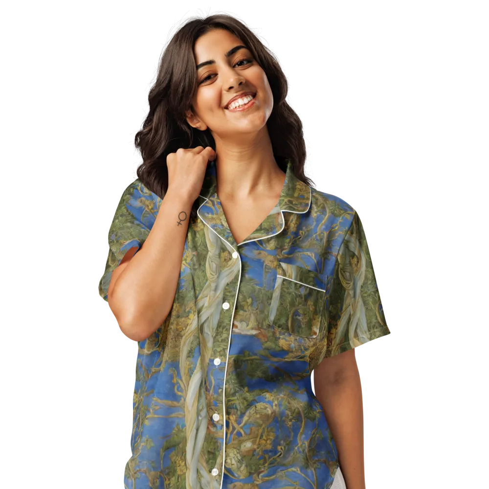 Azure Vine Sonata on Women's Short Sleeve Pajama Top — Front