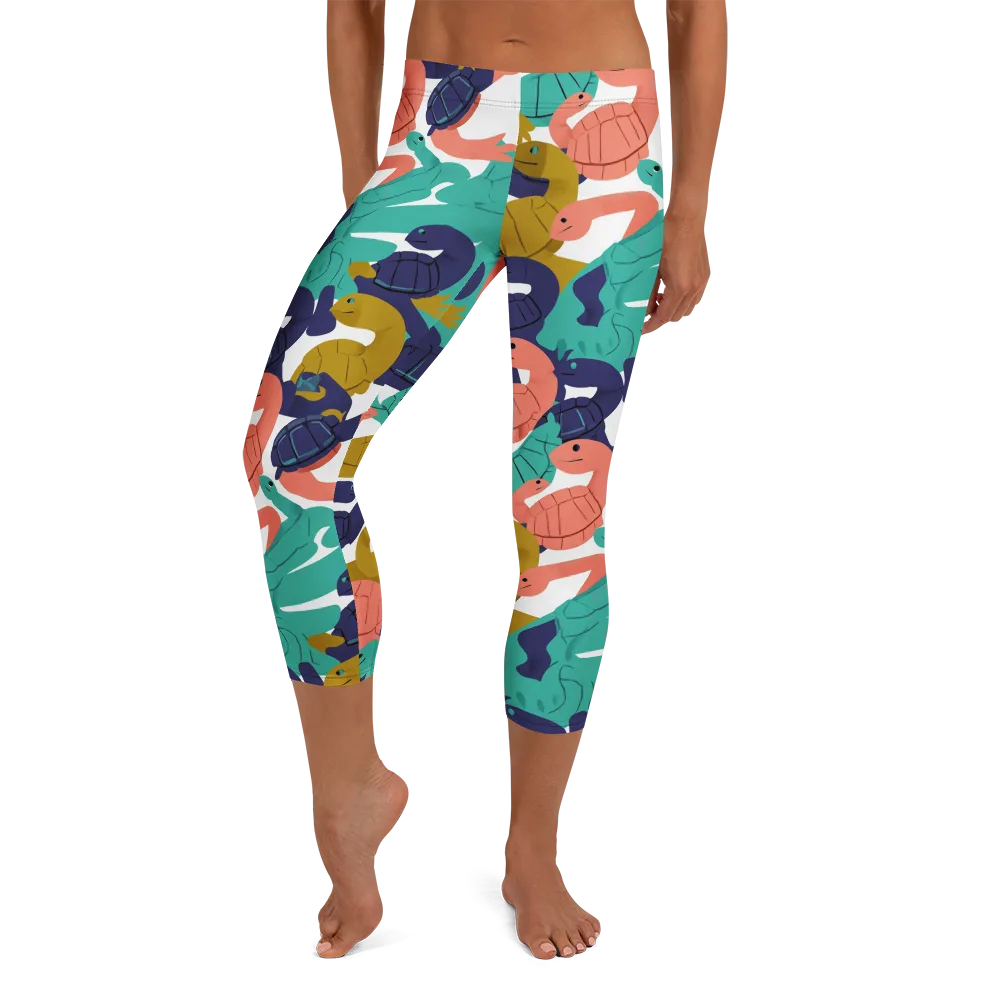 Shell Parade on Capri Leggings — Front