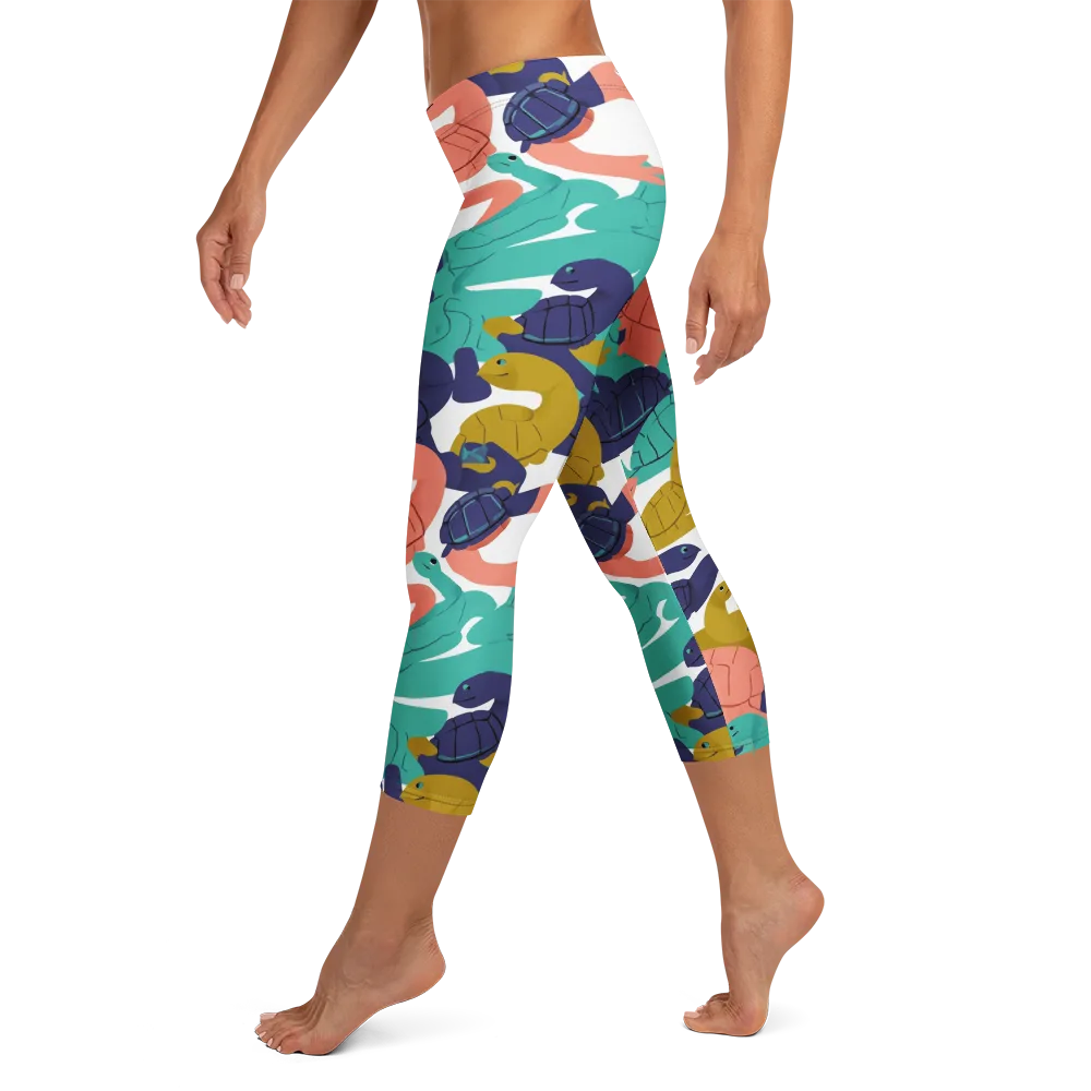 Shell Parade on Capri Leggings — Left