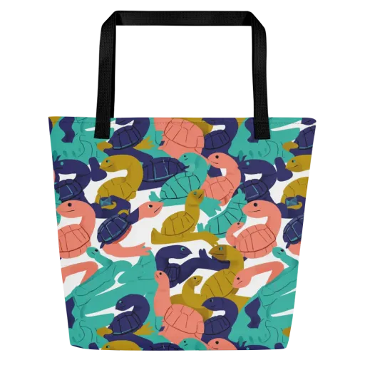Shell Parade on a Large Tote Bag W/ Pocket