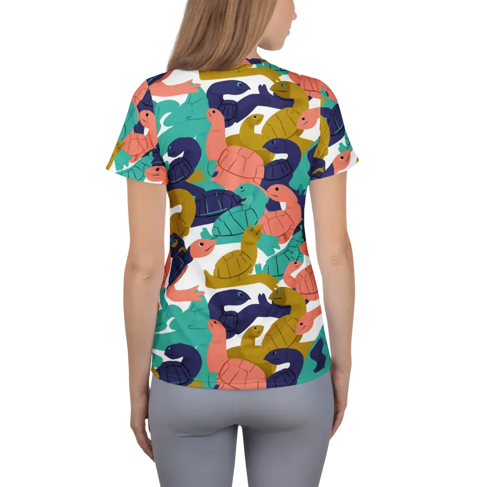 Shell Parade on Women's Athletic T-Shirt — Back