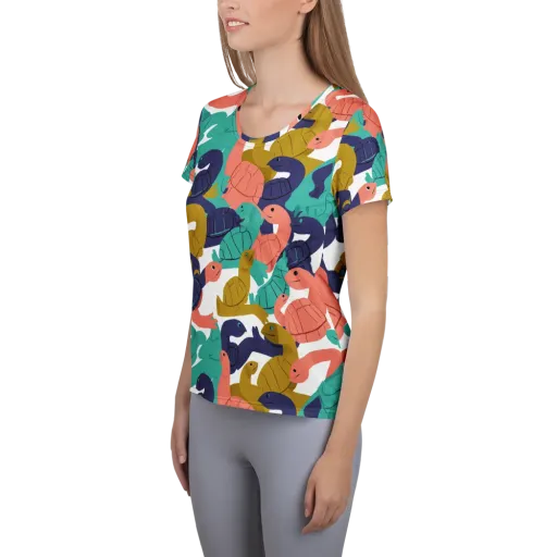 Shell Parade on a Women's Athletic T-Shirt