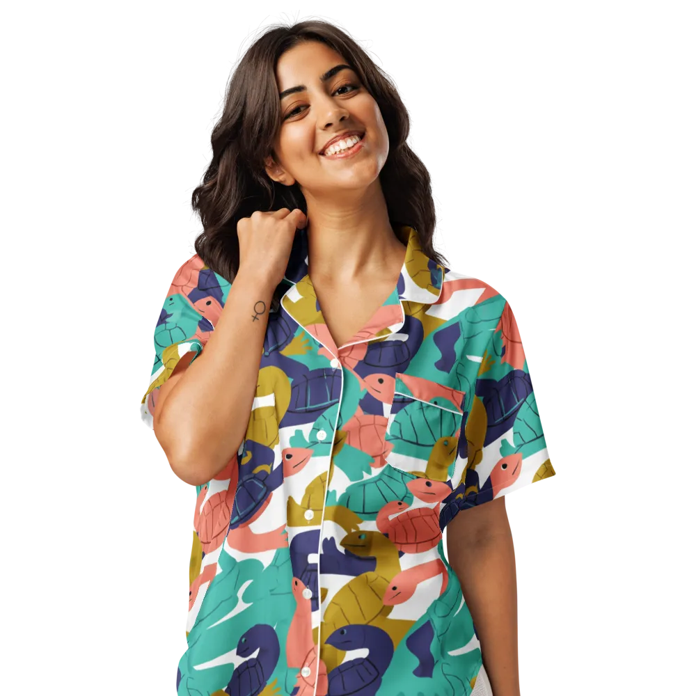 Shell Parade on Women's Short Sleeve Pajama Top — Front