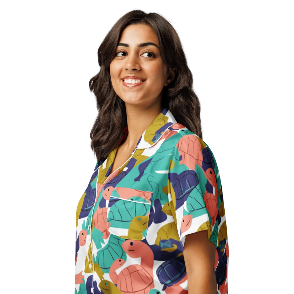 Shell Parade on Women's Short Sleeve Pajama Top — Left Front