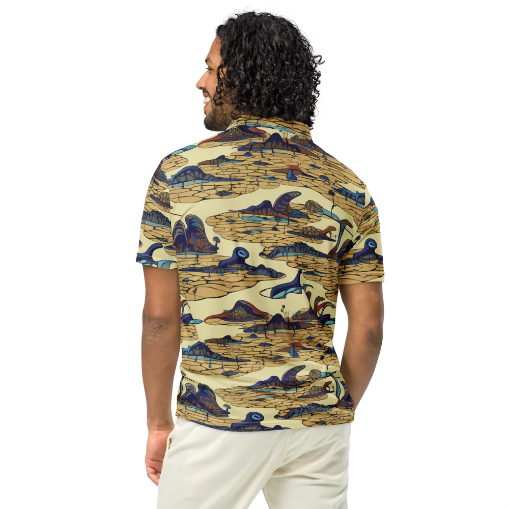 Fossil Lagoon on Men's Slim Fit Polo Shirt — Back