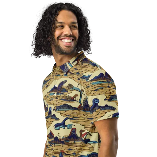 Fossil Lagoon on a Men's Slim Fit Polo Shirt