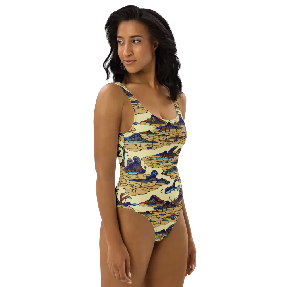 Fossil Lagoon on One-Piece Swimsuit — Right
