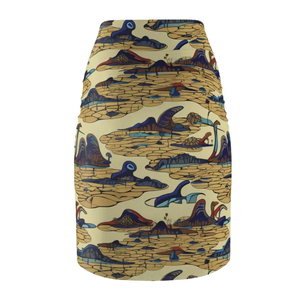 Fossil Lagoon on Pencil Skirt — Back