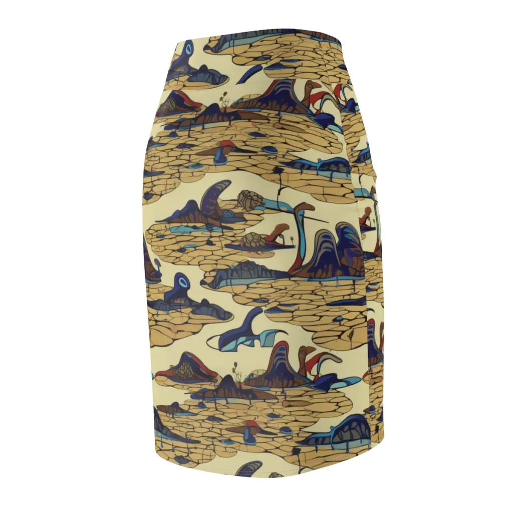 Fossil Lagoon on Pencil Skirt — Back Side