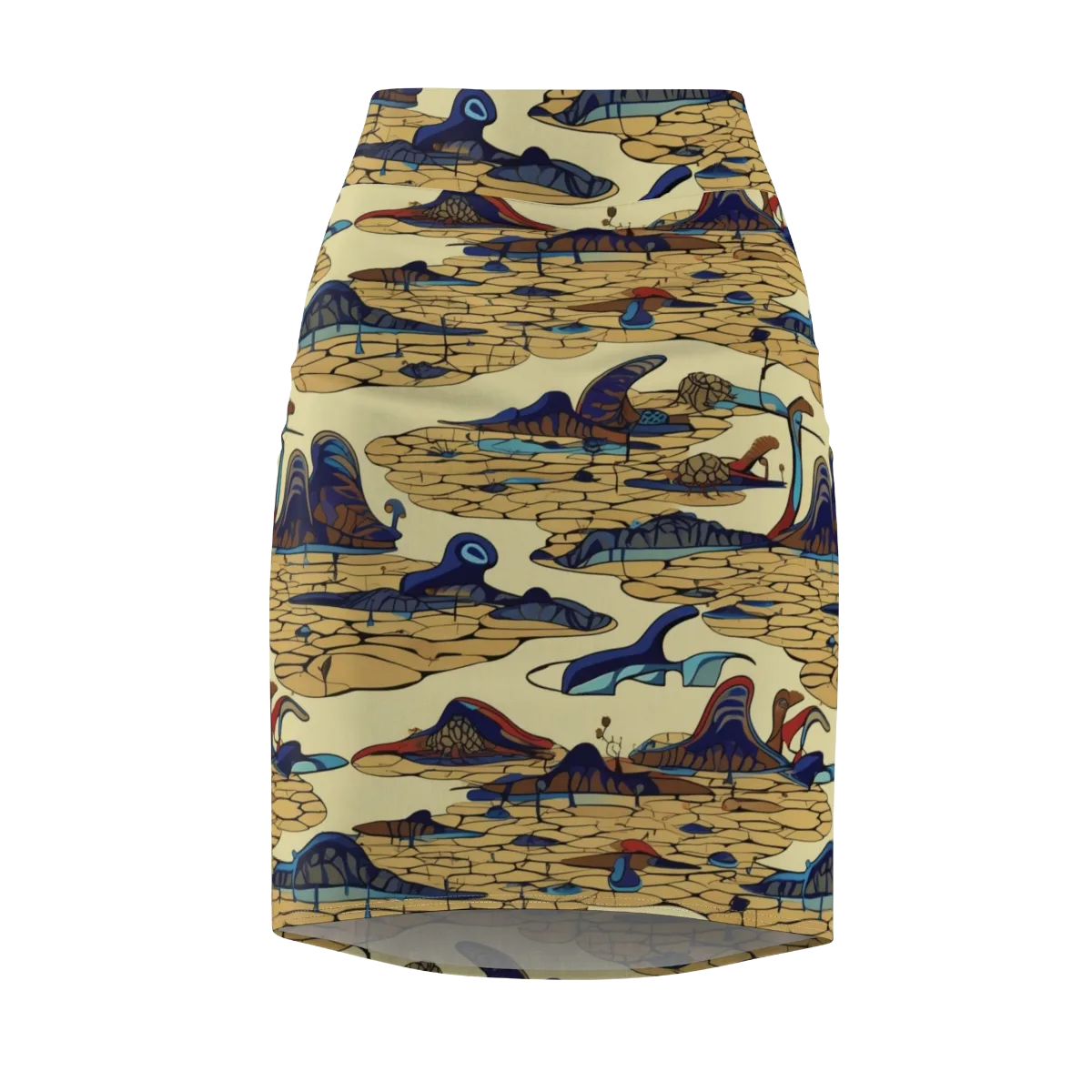 Fossil Lagoon on Pencil Skirt — Front