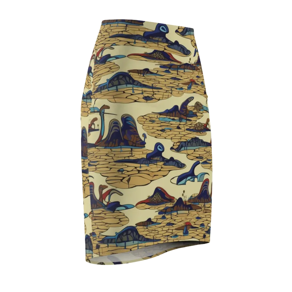 Fossil Lagoon on Pencil Skirt — Front Side