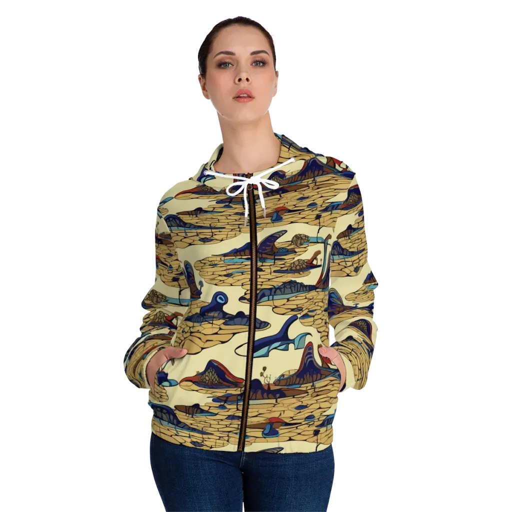 Fossil Lagoon on Women's Full-Zip Hoodie — Front On Person