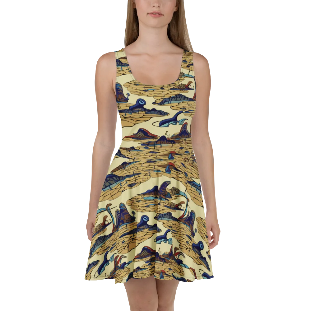 Fossil Lagoon on Skater Dress — Front