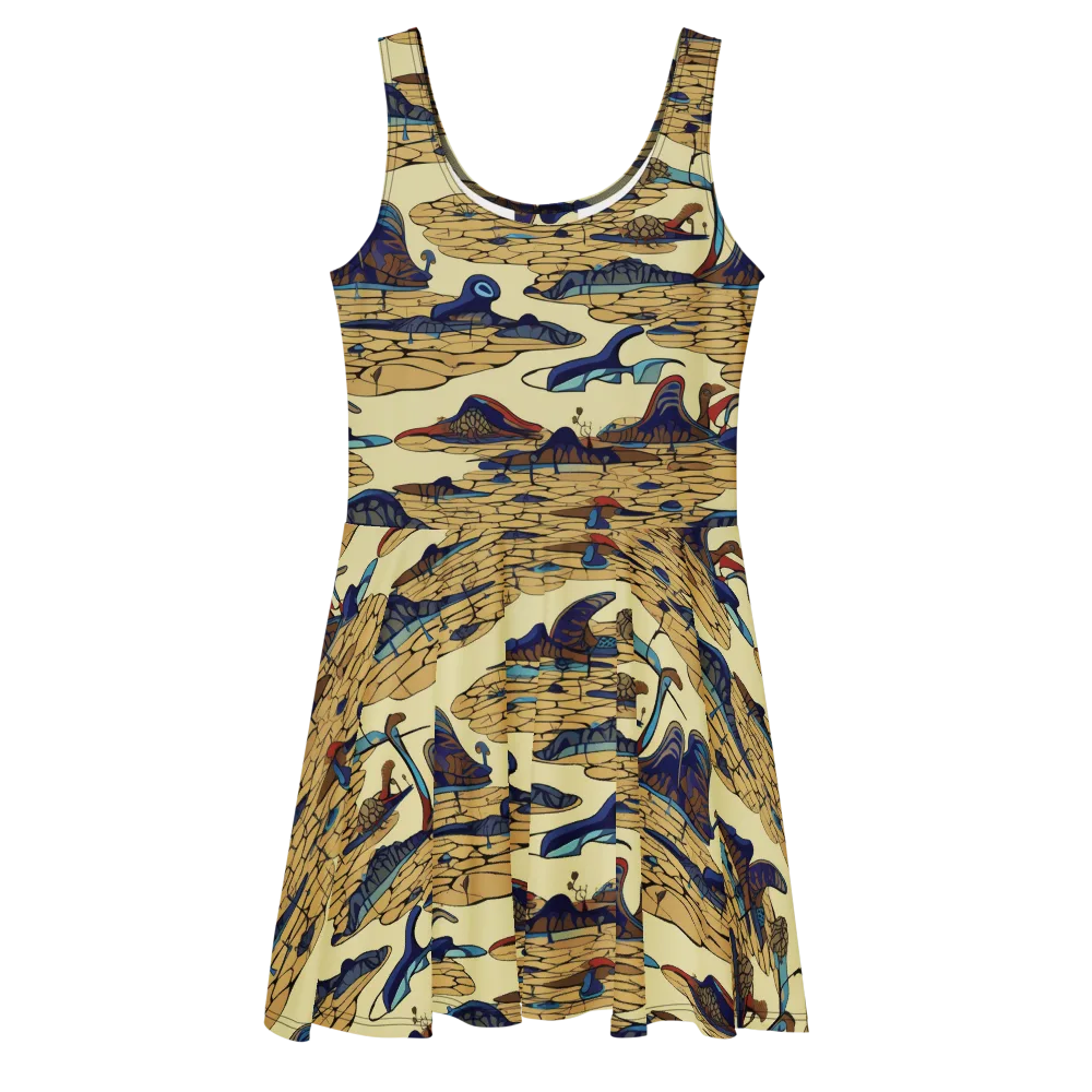 Fossil Lagoon on Skater Dress — Front