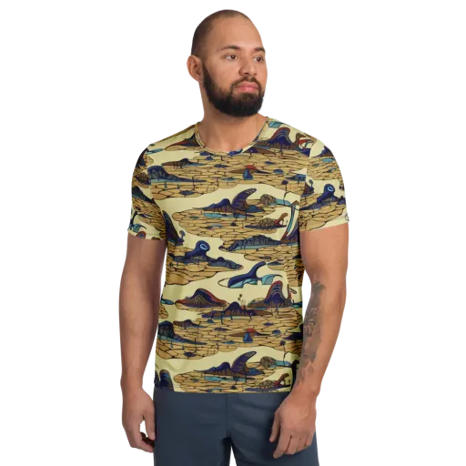 Fossil Lagoon on a Men's Athletic T-Shirt