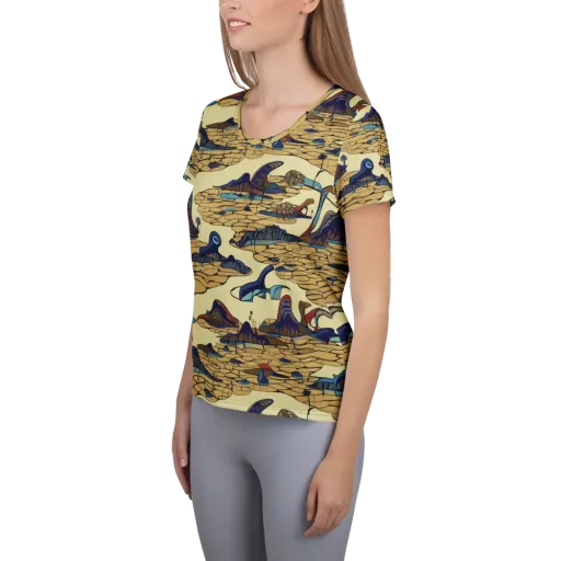 Fossil Lagoon on a Women's Athletic T-Shirt