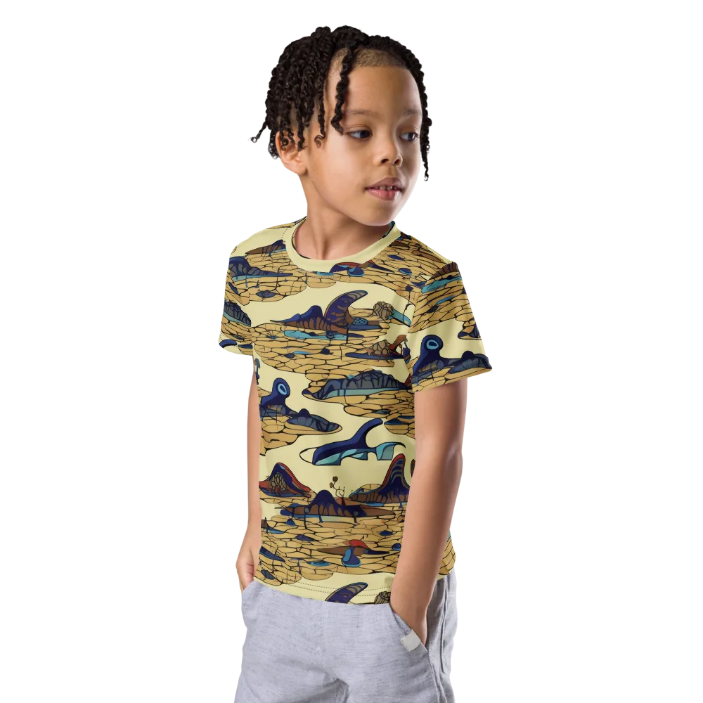 Fossil Lagoon on Kids Crew Neck T-Shirt — Left Front