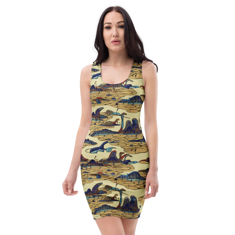Fossil Lagoon on Bodycon Dress — Front