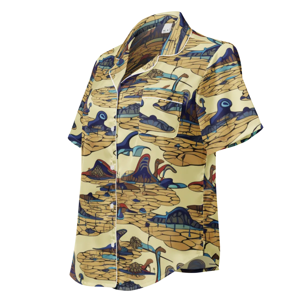 Fossil Lagoon on Women's Short Sleeve Pajama Top — Left Front