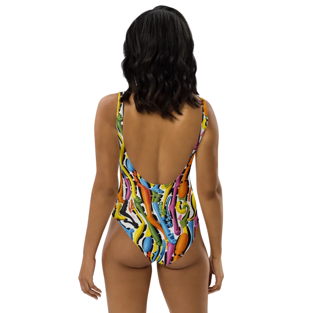 Chromatic Limbo on One-Piece Swimsuit — Back
