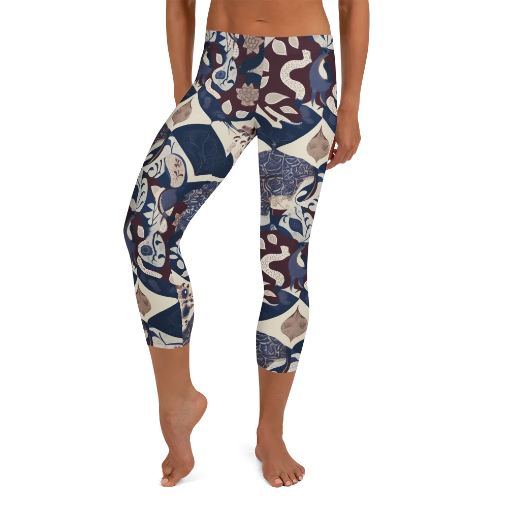 Brocade Aviary on Capri Leggings — Front