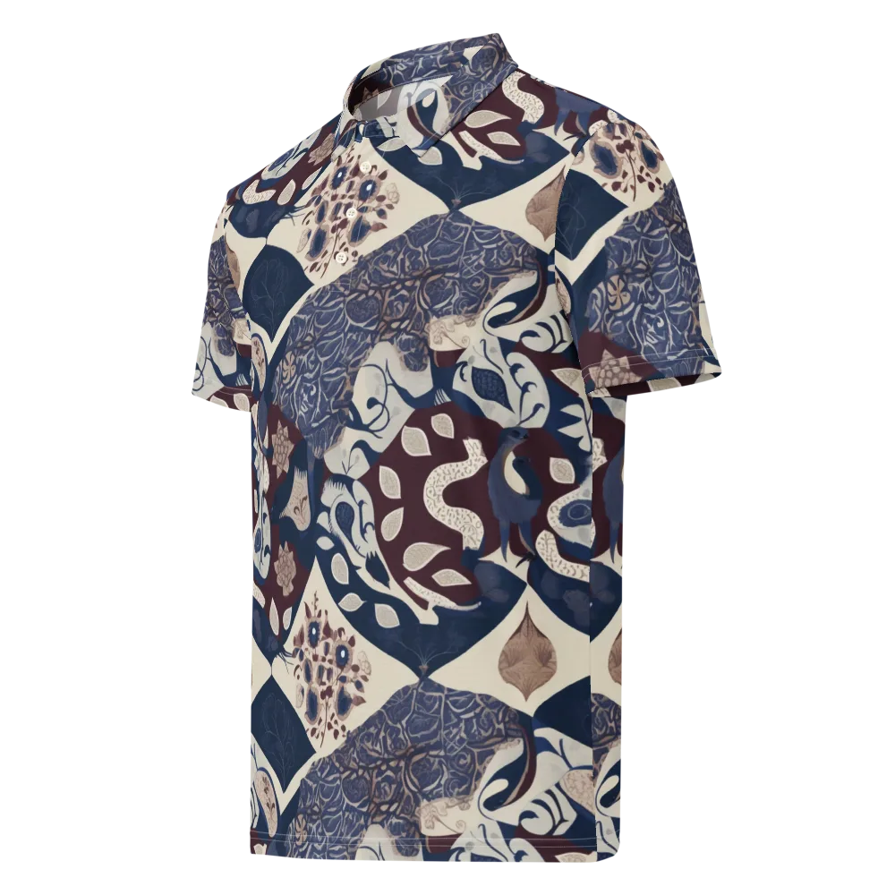 Brocade Aviary on Men's Slim Fit Polo Shirt — Left Front