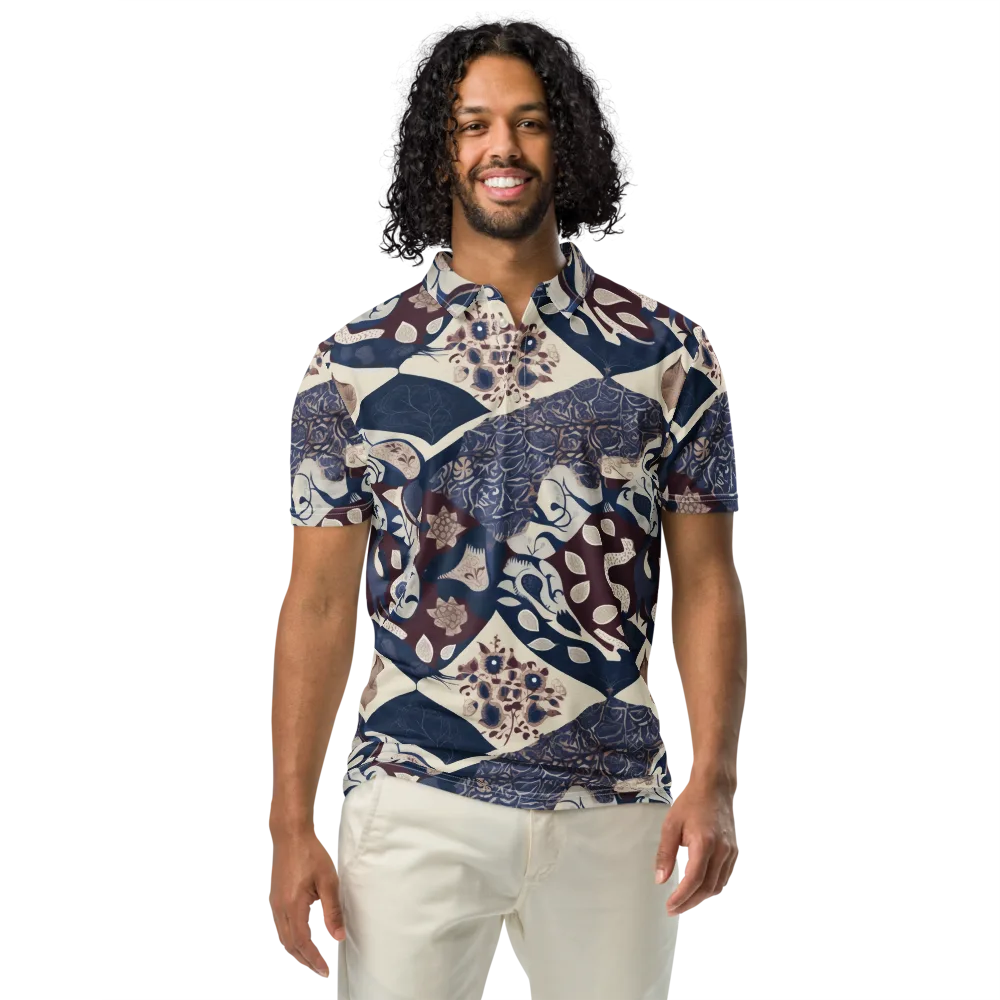 Brocade Aviary on Men's Slim Fit Polo Shirt — Front