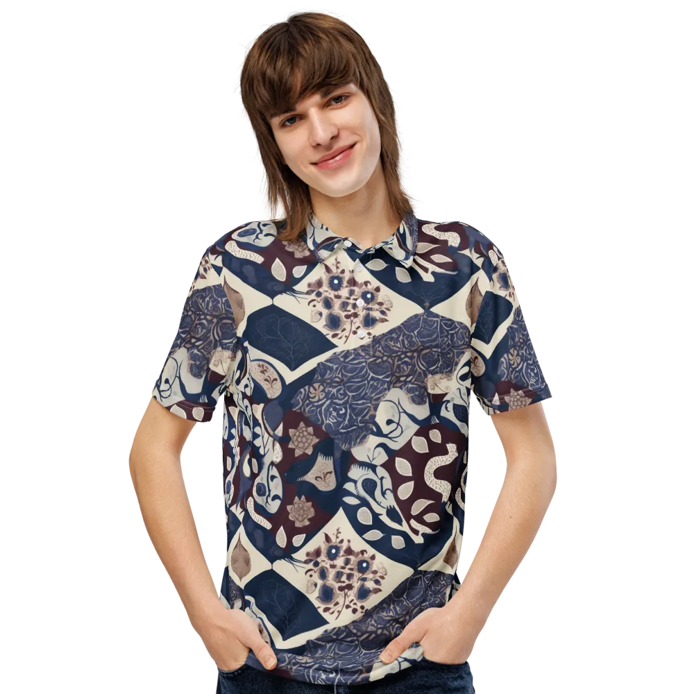 Brocade Aviary on Men's Slim Fit Polo Shirt — Front