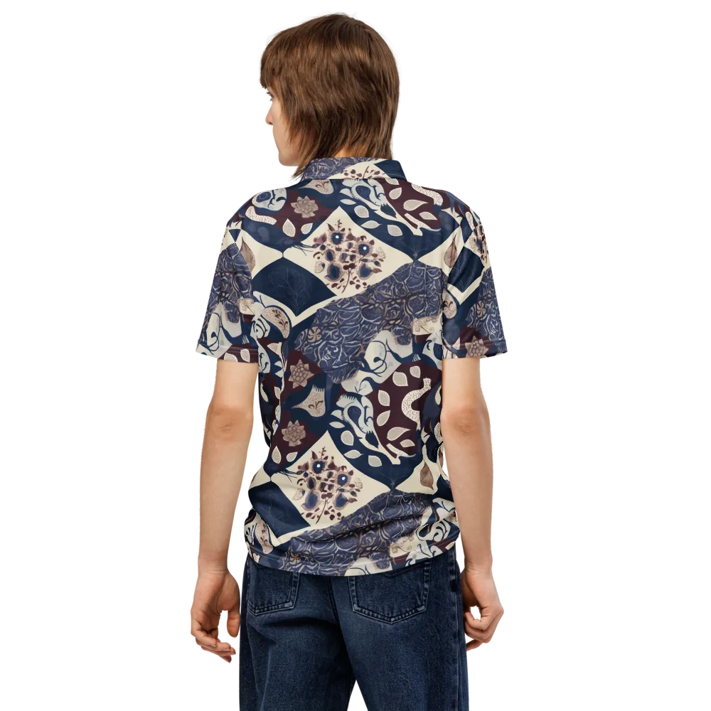 Brocade Aviary on Men's Slim Fit Polo Shirt — Back
