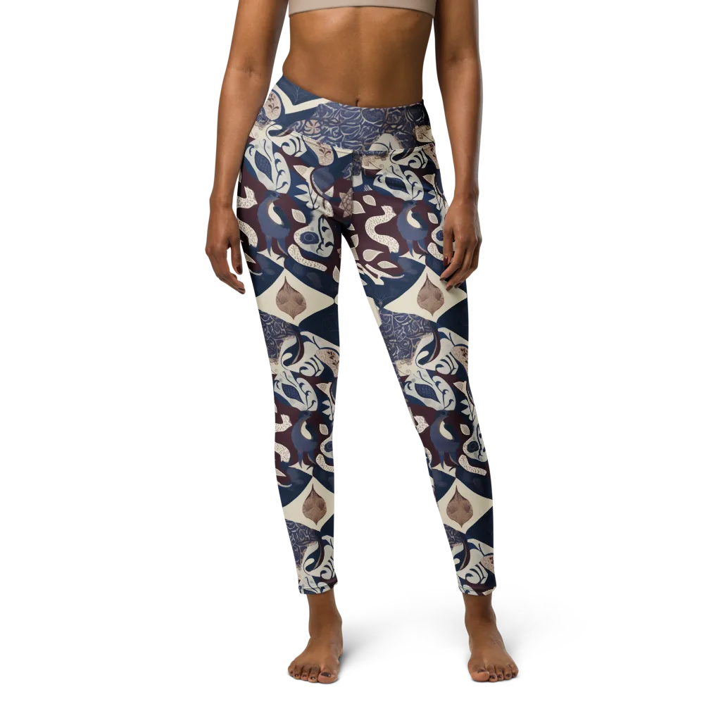 Brocade Aviary on Yoga Leggings — Front