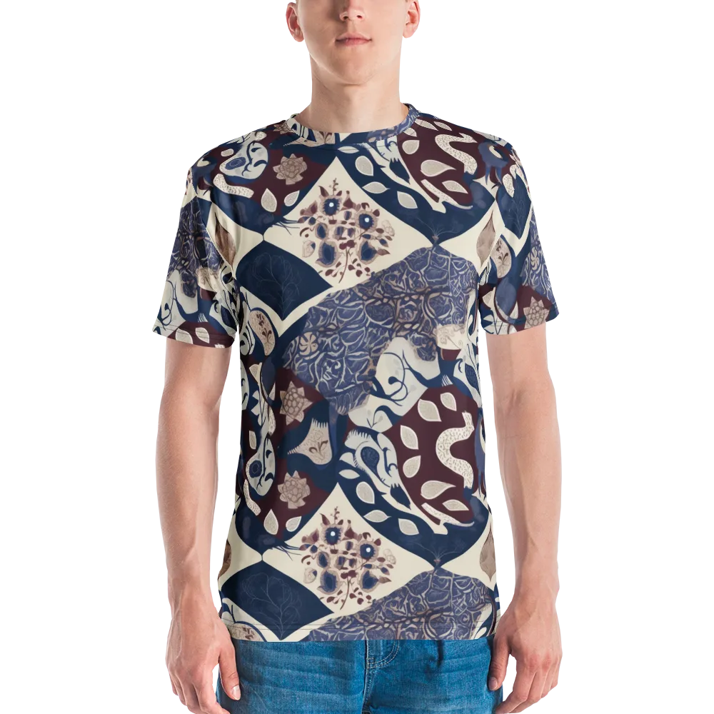 Brocade Aviary on Men's Crew Neck T-Shirt — Front