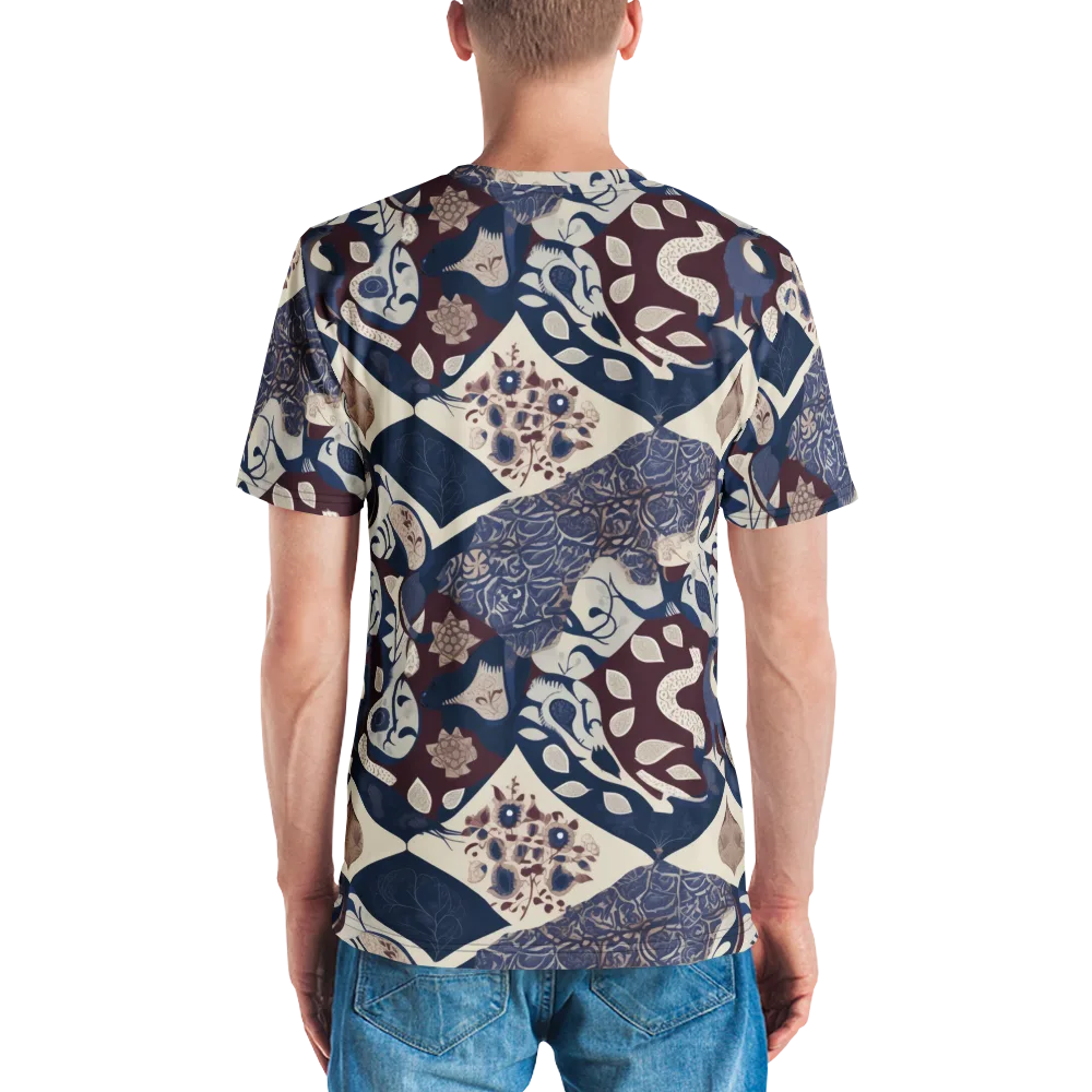 Brocade Aviary on Men's Crew Neck T-Shirt — Back