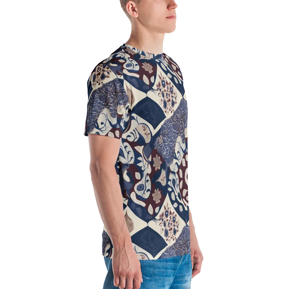 Brocade Aviary on Men's Crew Neck T-Shirt — Right