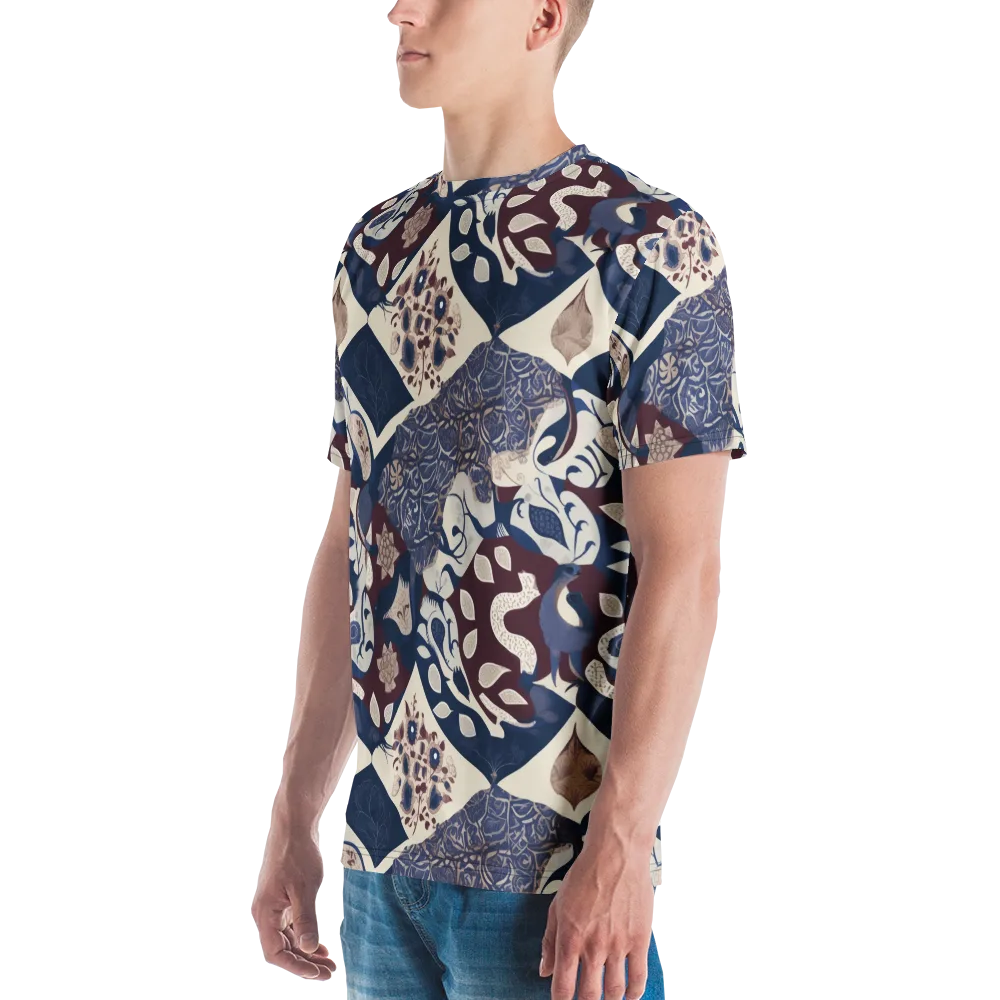 Brocade Aviary on Men's Crew Neck T-Shirt — Left