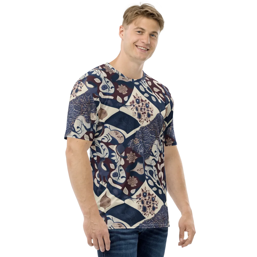 Brocade Aviary on Men's Crew Neck T-Shirt — Right
