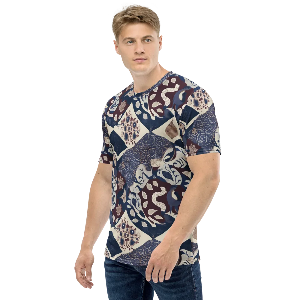 Brocade Aviary on Men's Crew Neck T-Shirt — Left