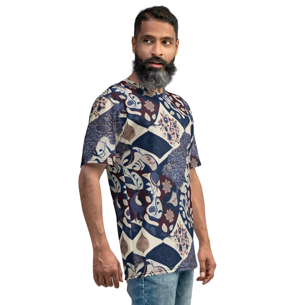 Brocade Aviary on Men's Crew Neck T-Shirt — Right