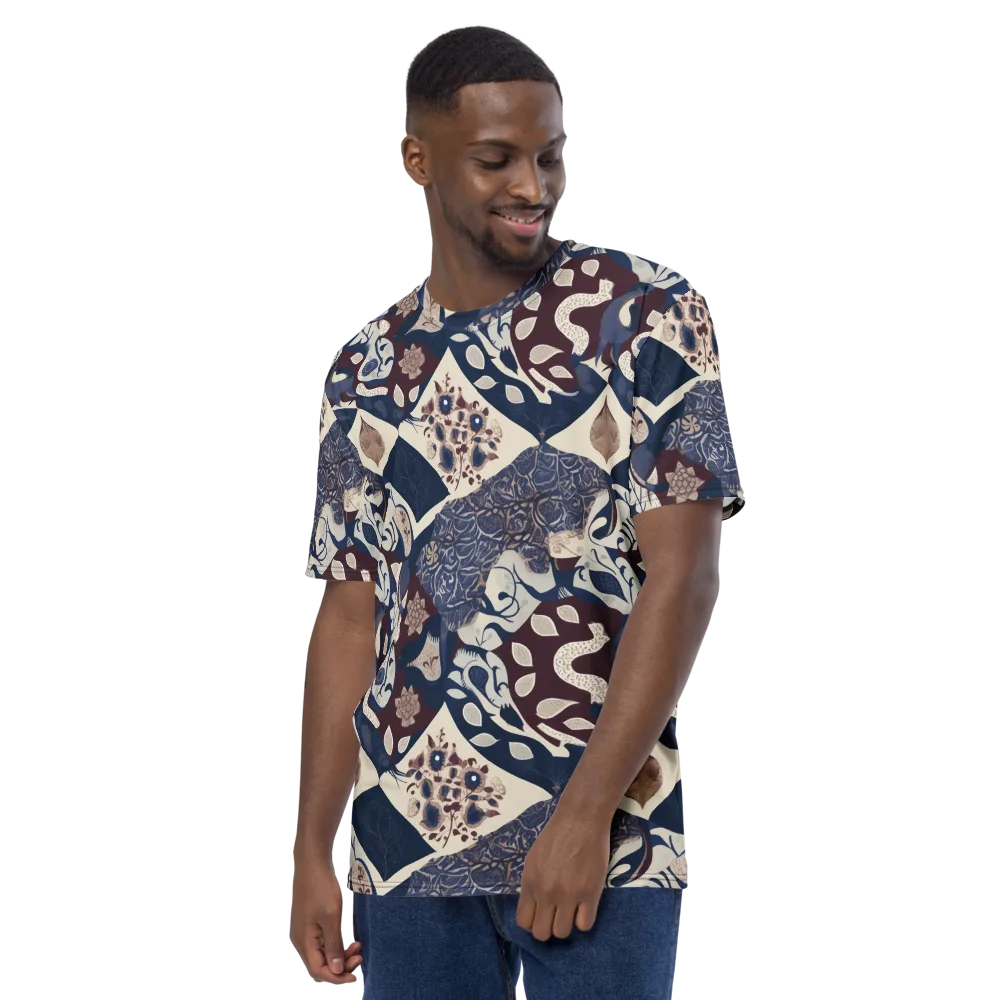 Brocade Aviary on Men's Crew Neck T-Shirt — Left