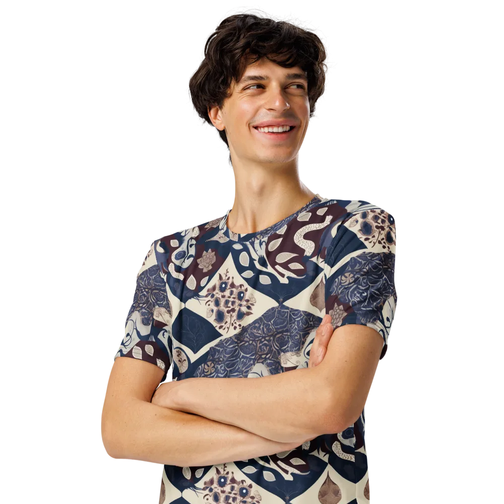 Brocade Aviary on Men's Crew Neck T-Shirt — Left Front