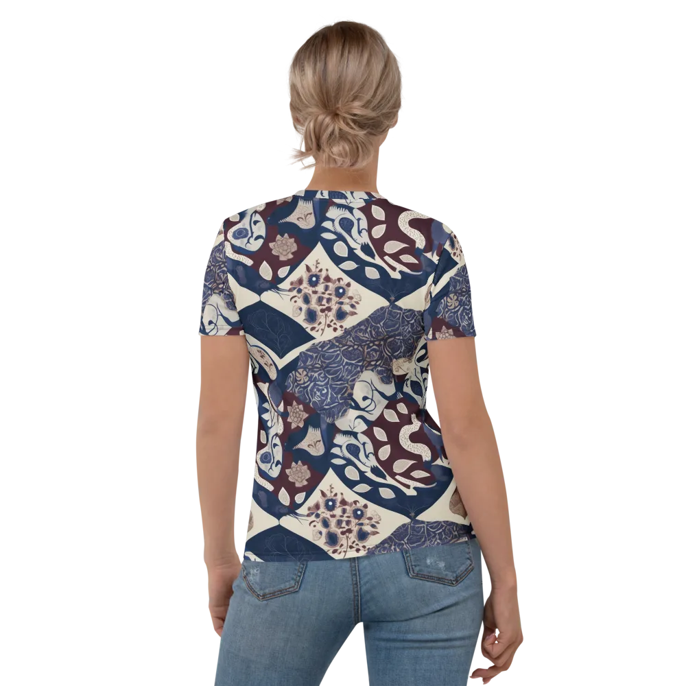 Brocade Aviary on Women's Crew Neck T-Shirt — Back