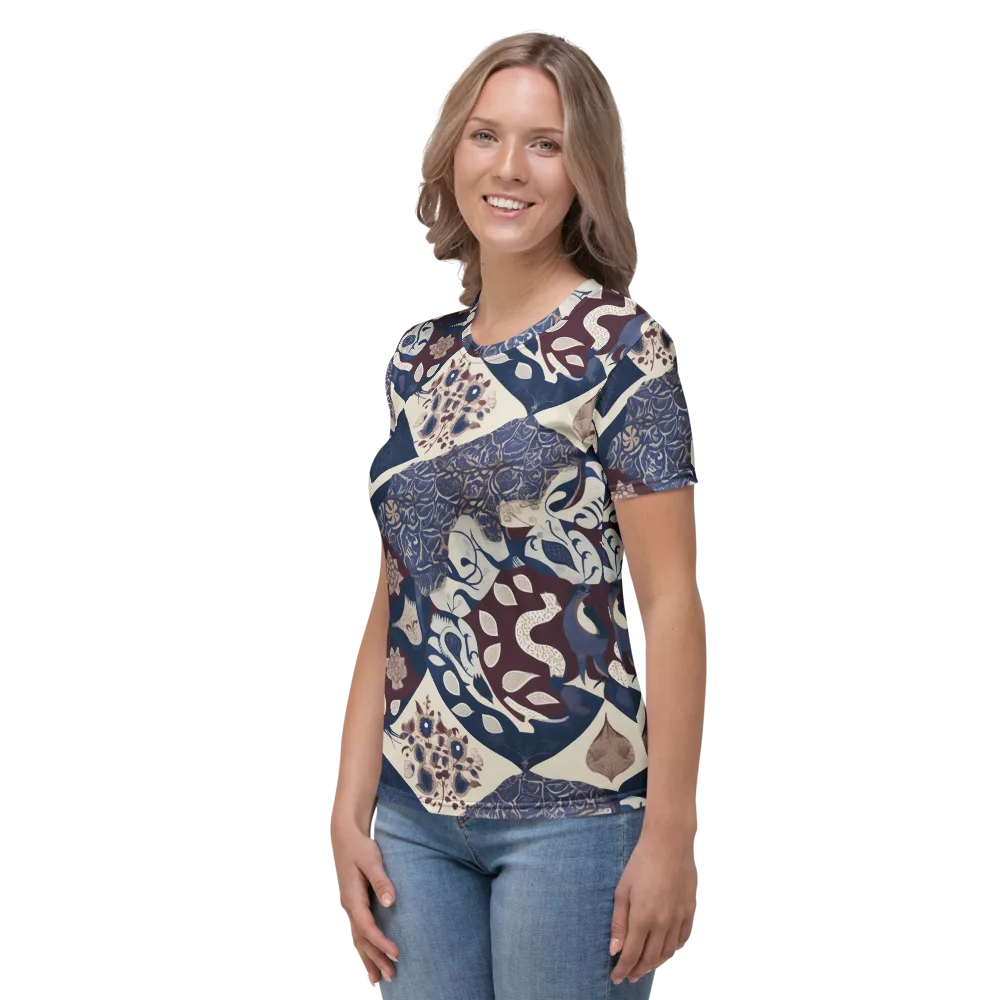 Brocade Aviary on Women's Crew Neck T-Shirt — Left