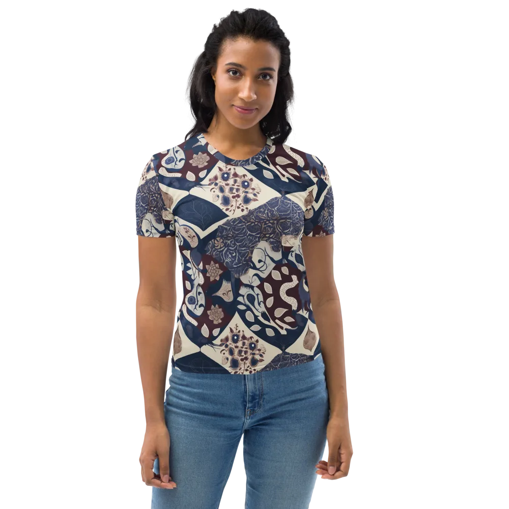 Brocade Aviary on Women's Crew Neck T-Shirt — Front