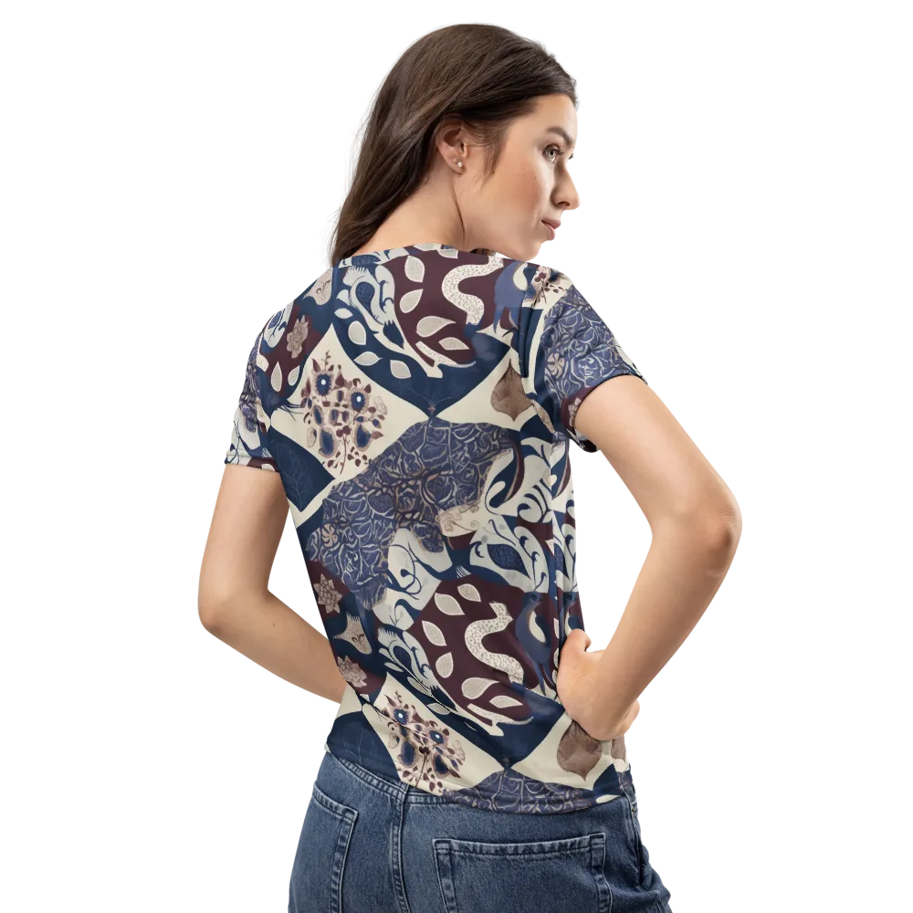 Brocade Aviary on Women's Crew Neck T-Shirt — Back